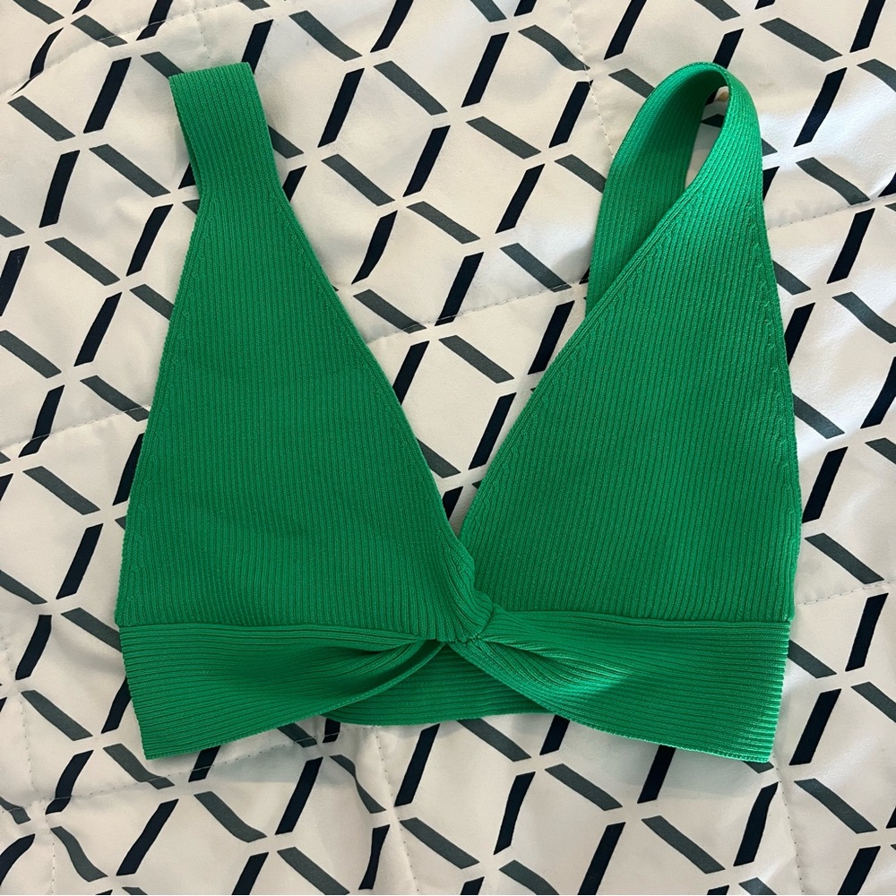 Zara Ribbed Bra Top in Green